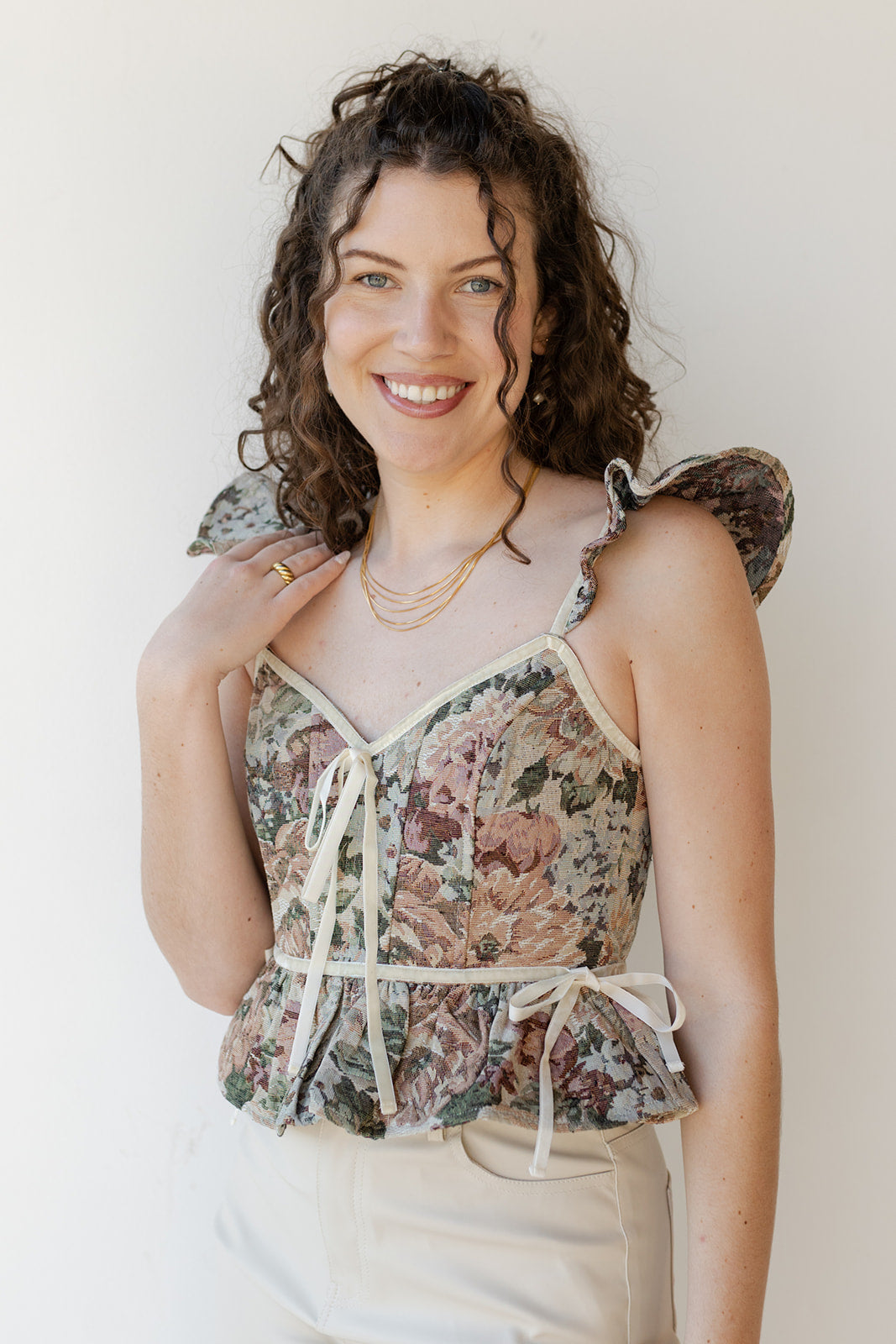 mode, floreana jacquard top