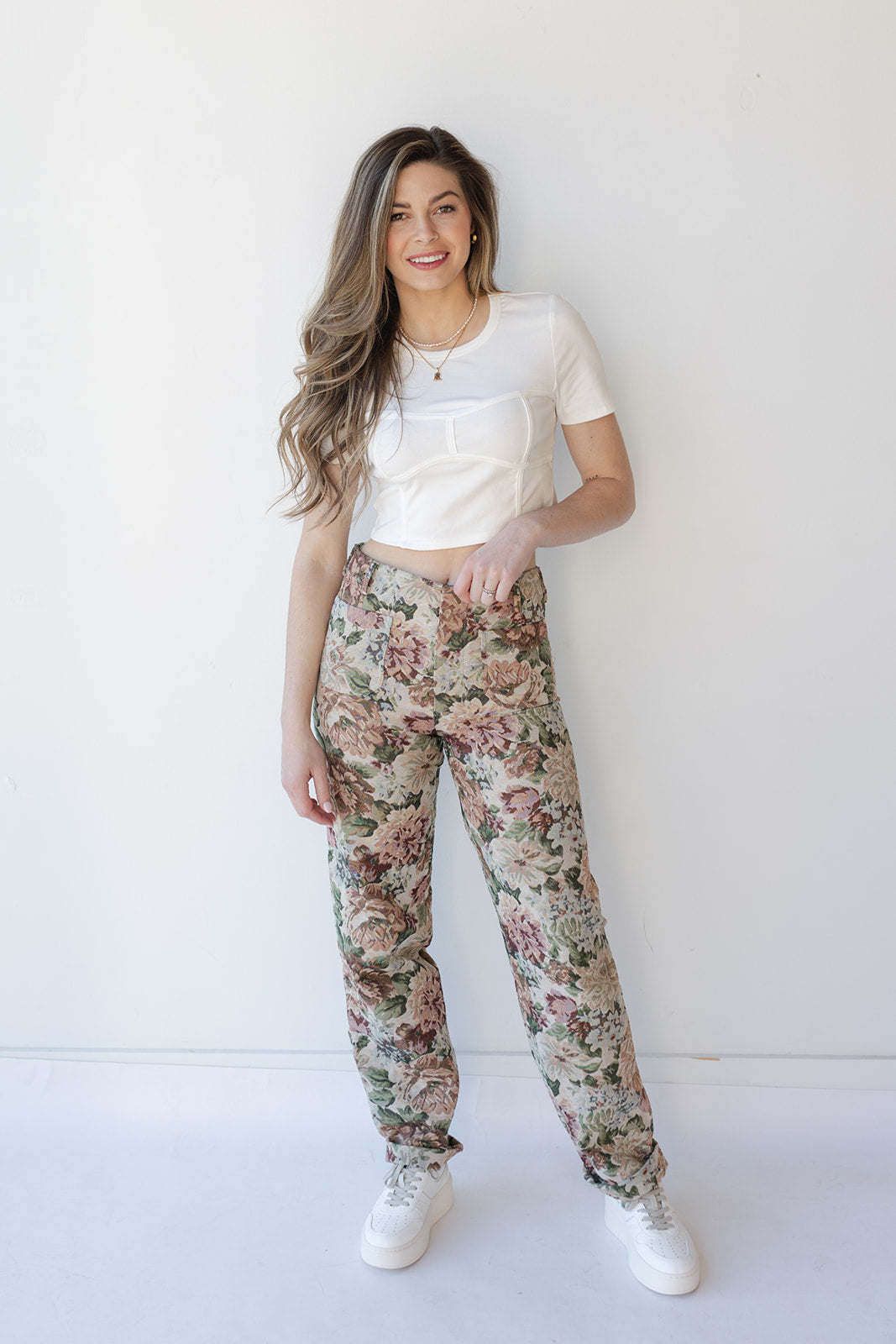 mode, floreana jacquard pants