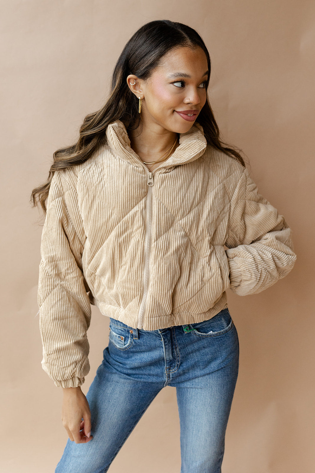 mode, halo crop corduroy jacket