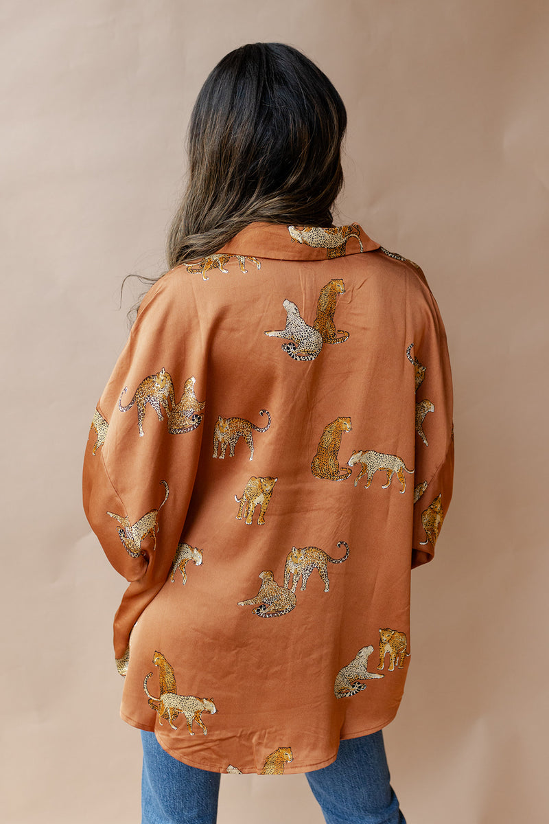 mode, sassy satin cheetah top