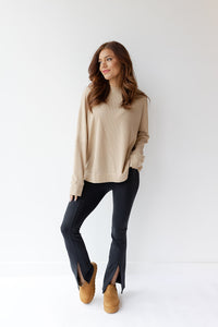 mode, waffle ribbed pullover