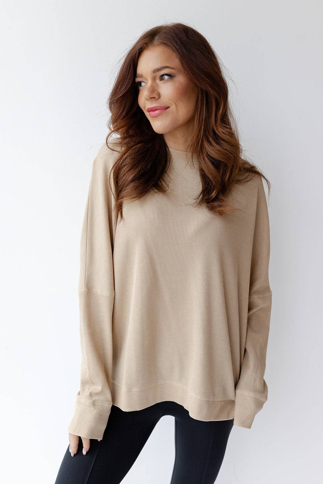 mode, waffle ribbed pullover