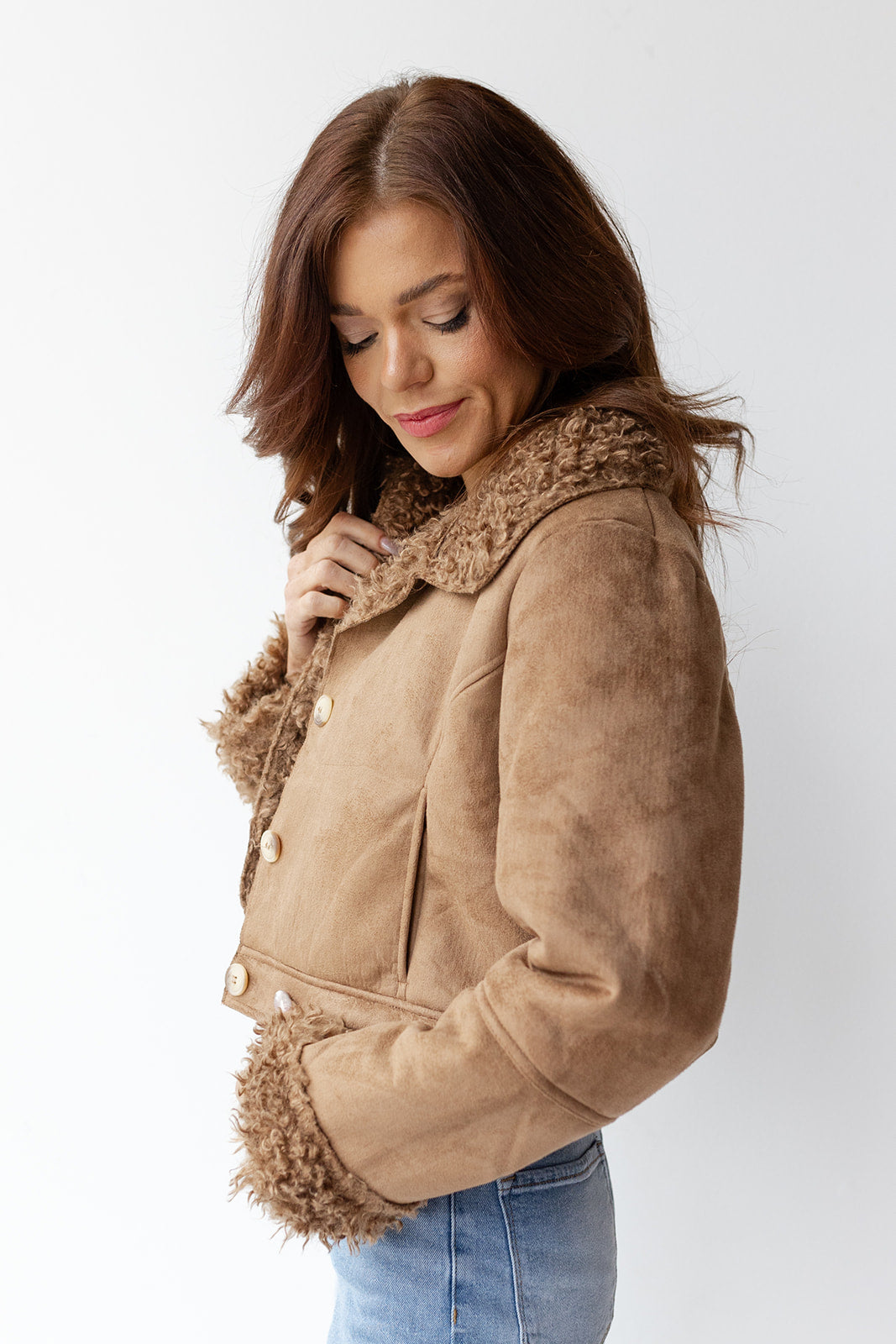 mode, gwen fur lined crop jacket
