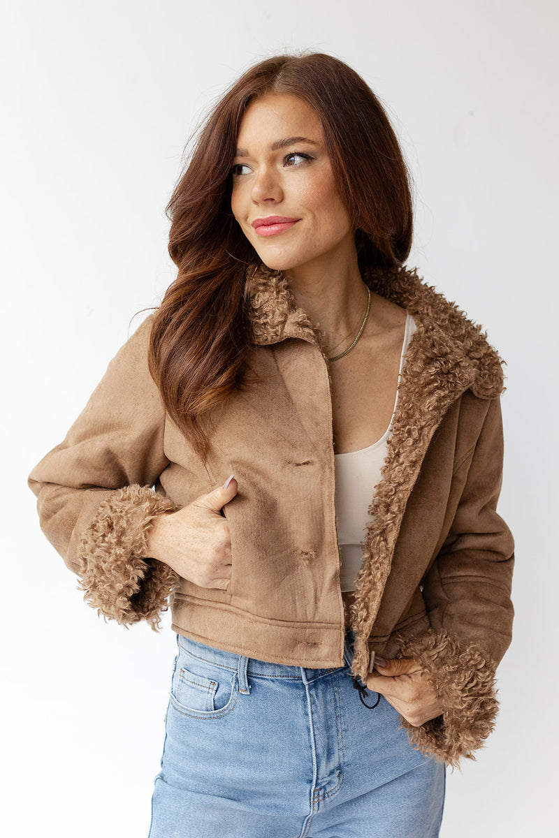 mode, gwen fur lined crop jacket
