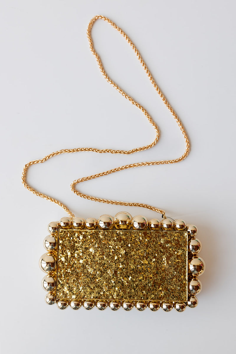 mode, laura glitter clutch, gold
