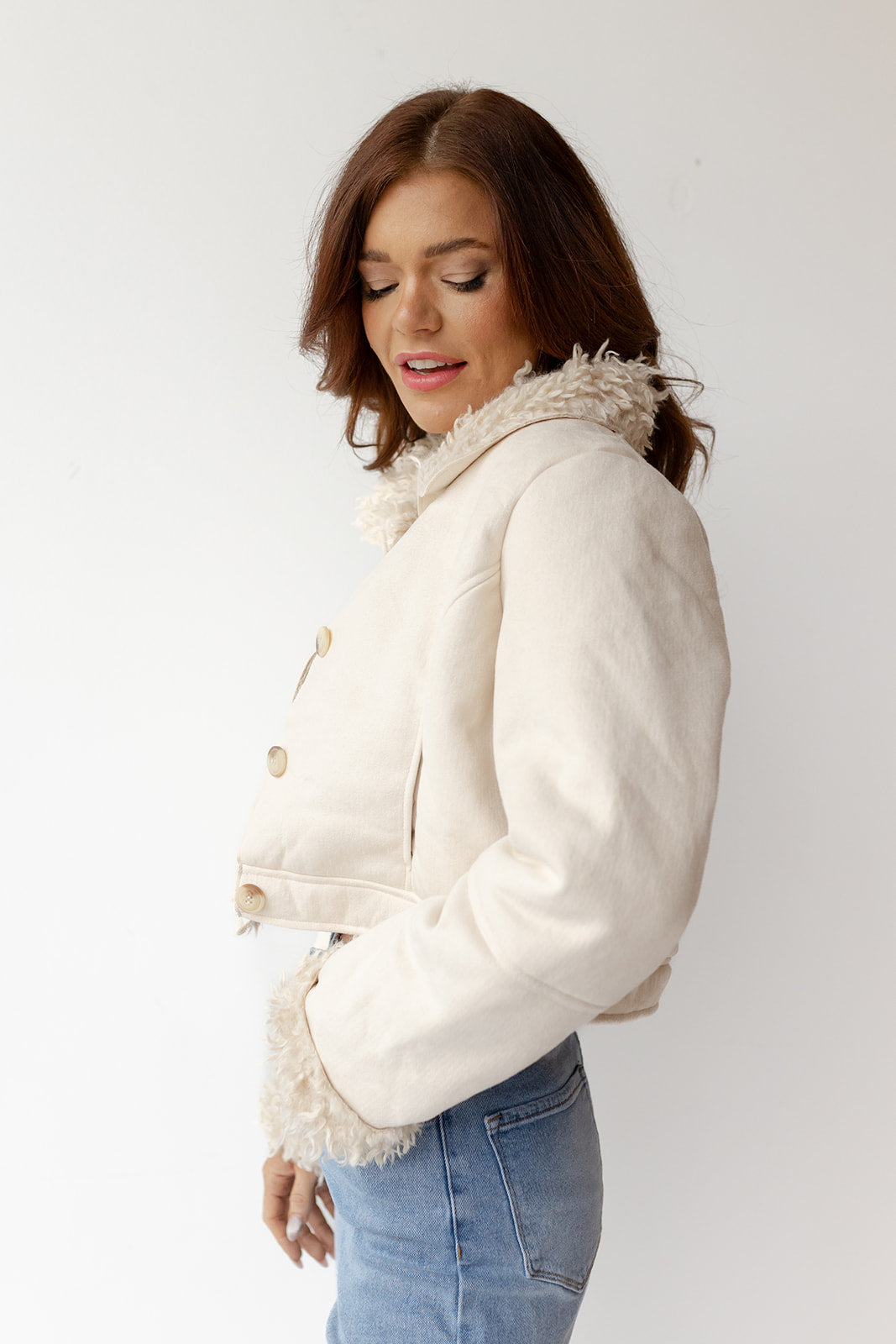 mode, gwen fur lined crop jacket