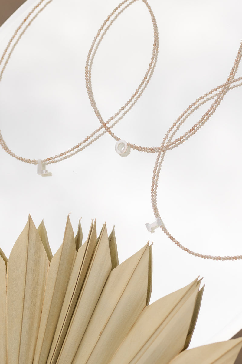 mode, shell initial necklace