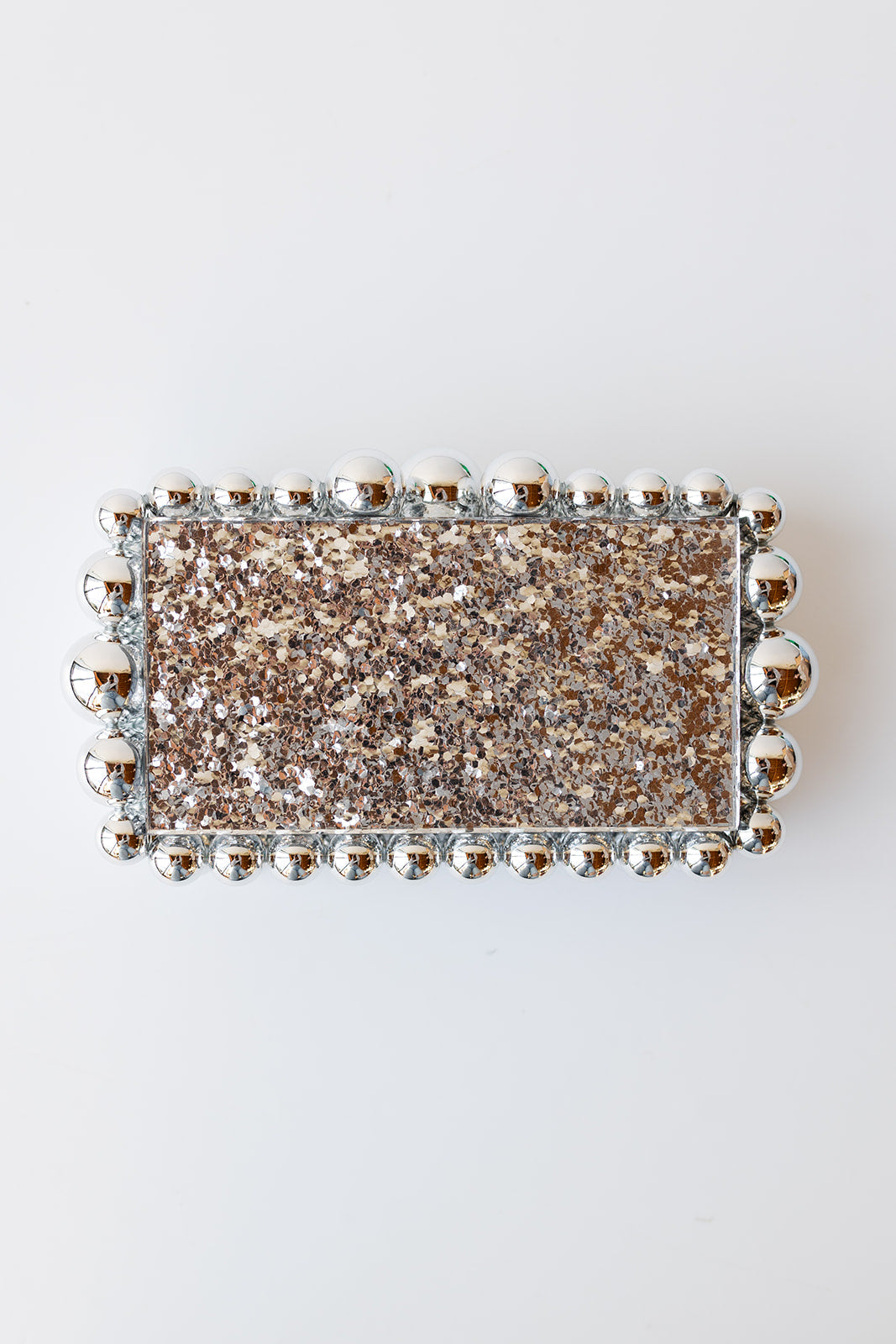 mode, laura glitter clutch, silver