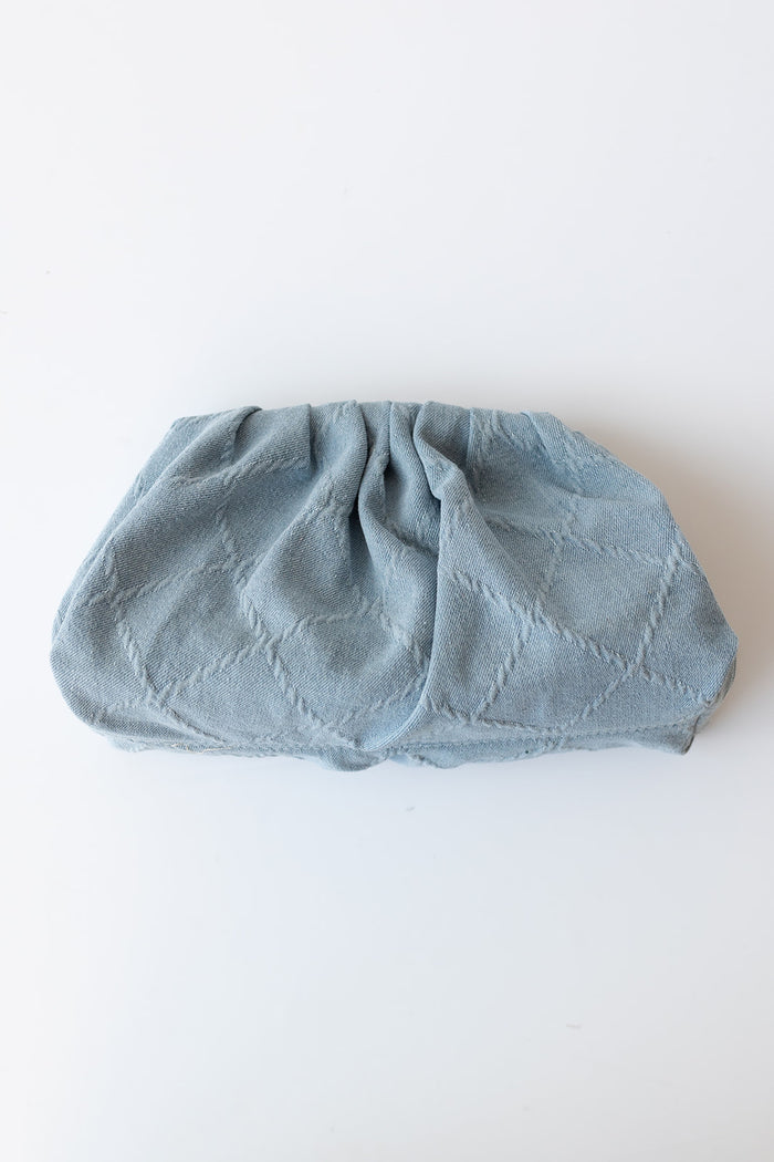 mode, julia clutch, denim