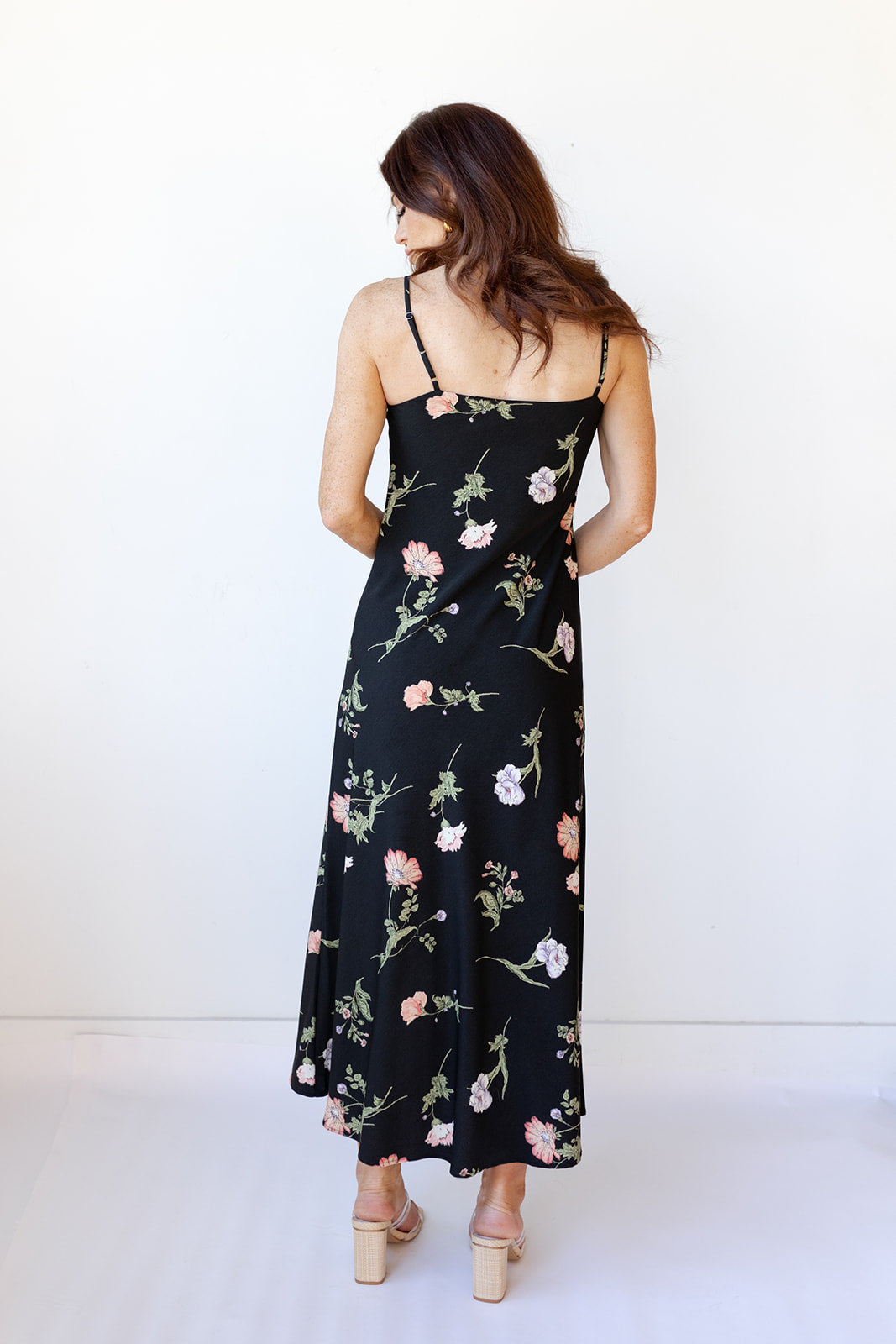 mode, beautiful girl floral maxi dress