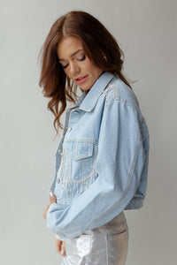 mode, rhinestone denim jacket
