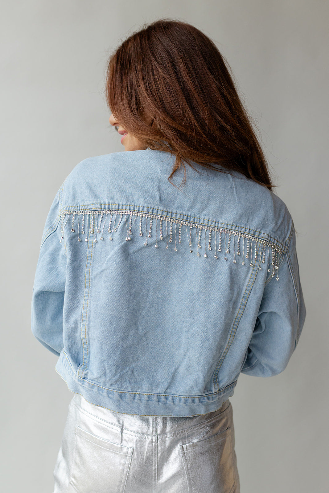 mode, rhinestone denim jacket