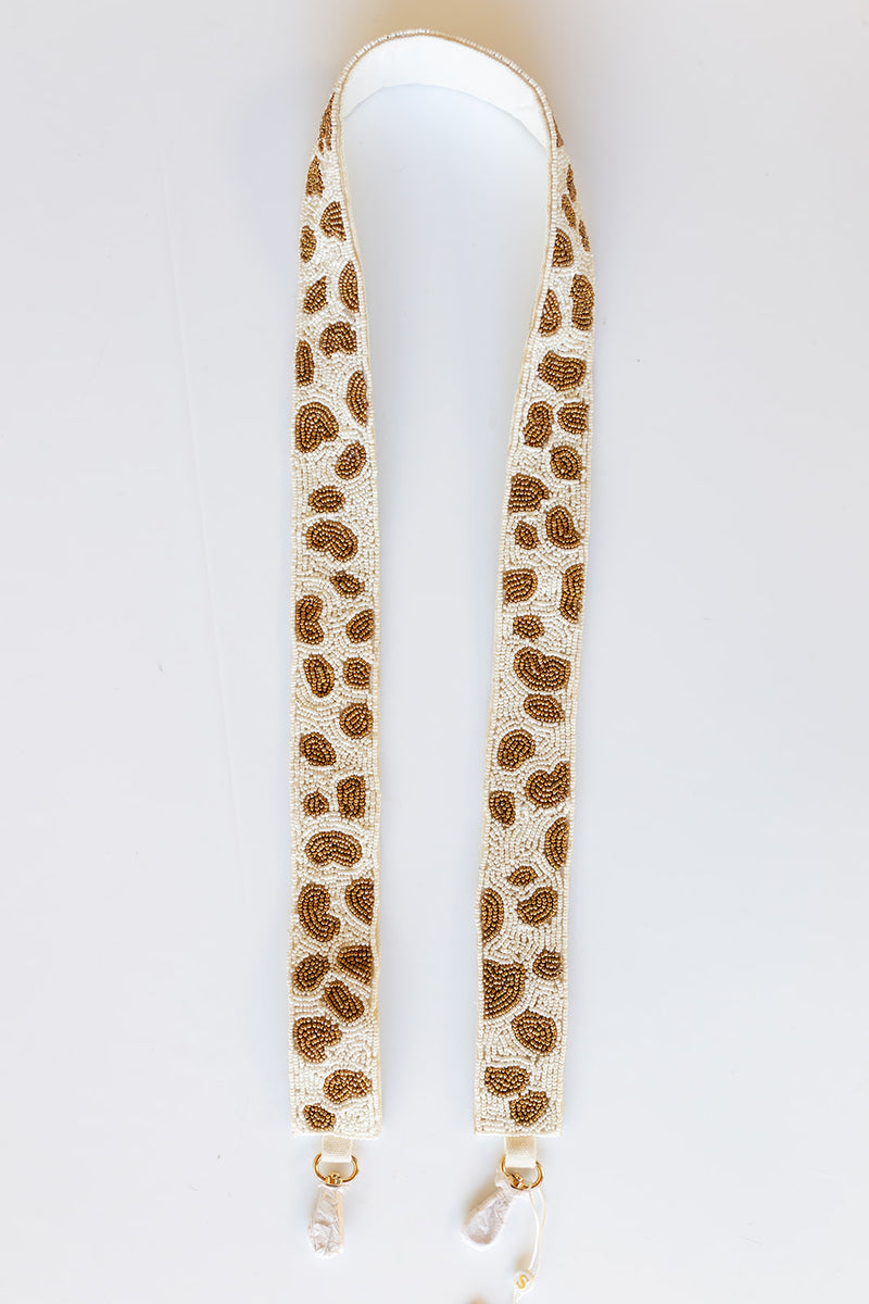 animal pattern beaded bag strap