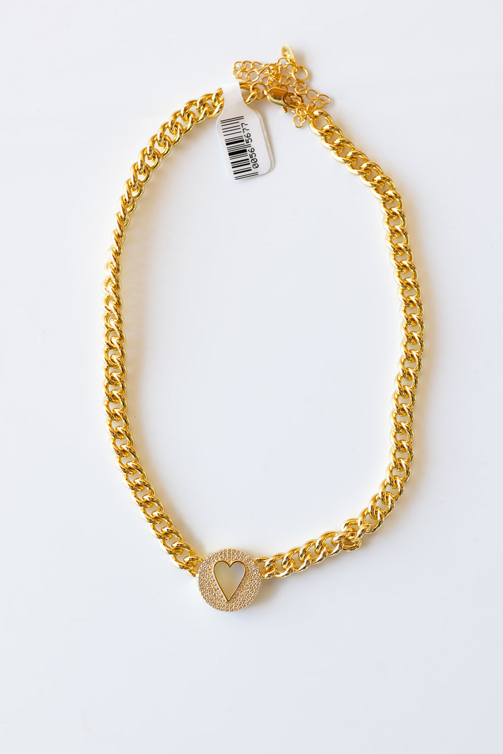 mode, pave heart chain necklace
