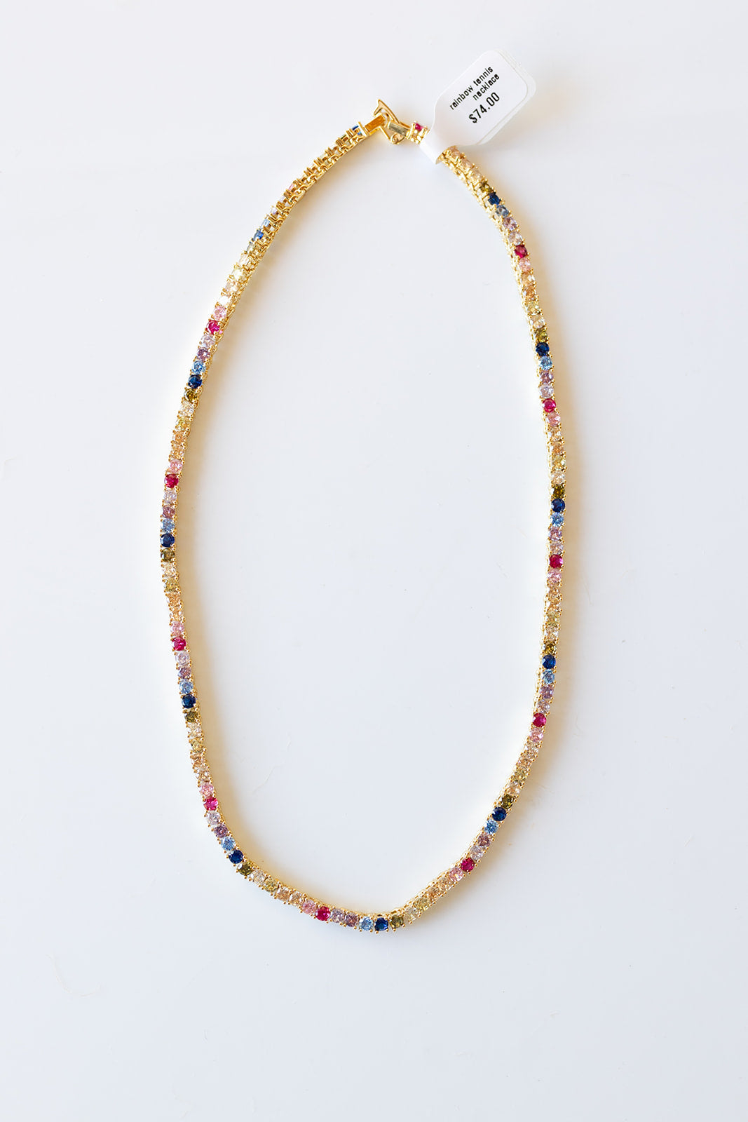 mode, rainbow tennis necklace