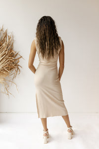 mode, malani ribbed slit dress