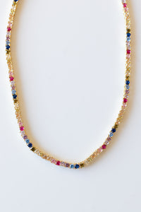 mode, rainbow tennis necklace