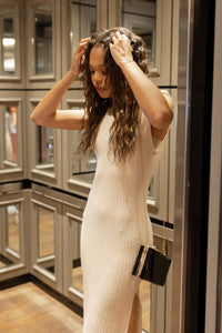 mode, malani ribbed slit dress