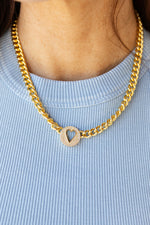 pave heart chain necklace