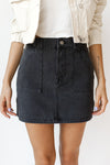 mode, cargo denim mini skirt