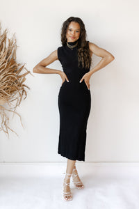 mode, malani ribbed slit dress