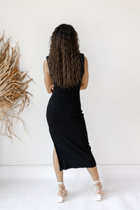 mode, malani ribbed slit dress