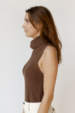 turtleneck knit sleeveless top