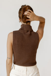 mode, turtleneck knit sleeveless top