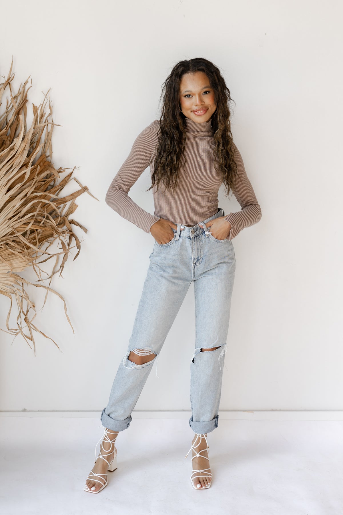 mode, maren mock neck crop top