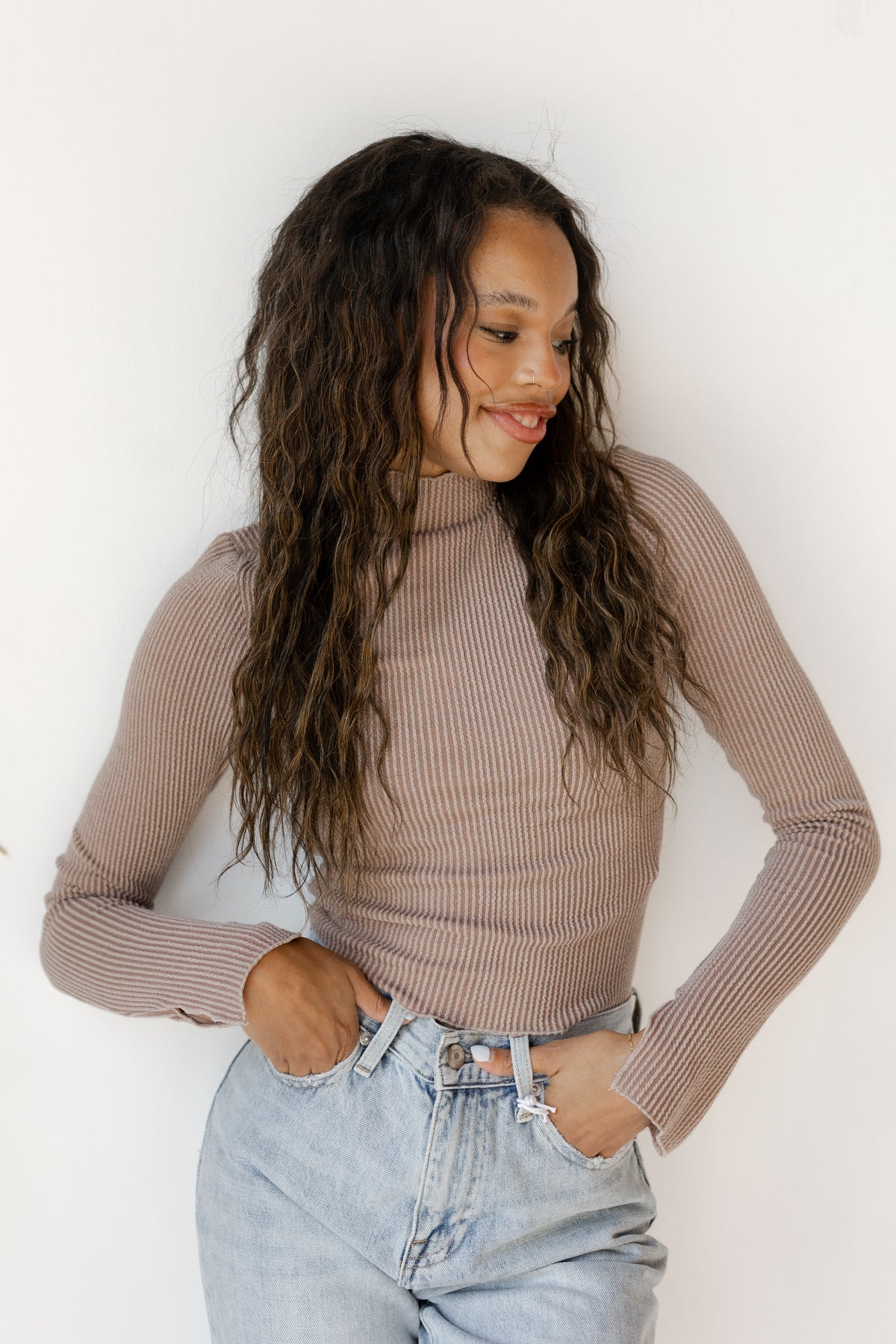 mode, maren mock neck crop top