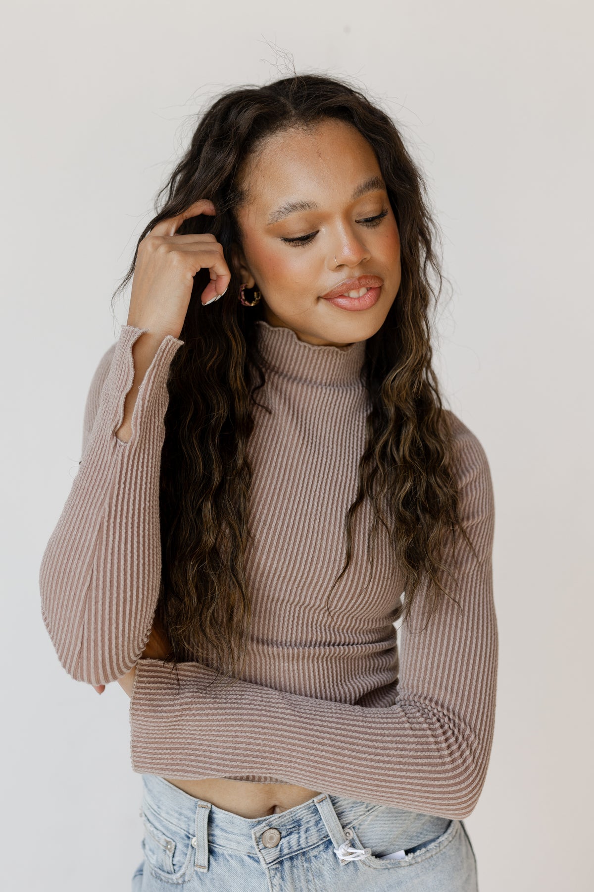 mode, maren mock neck crop top