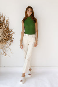 mode, turtleneck knit sleeveless top