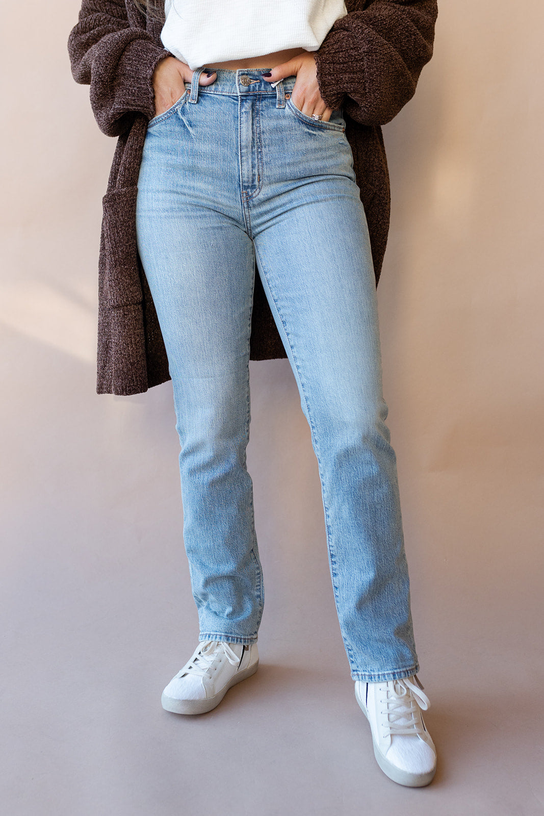 mode, smarty pants high rise straight jeans