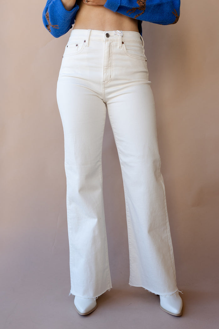 mode, far out high rise wide leg jeans