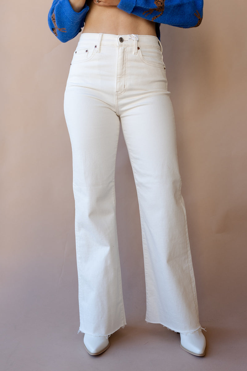 mode, far out high rise wide leg jeans
