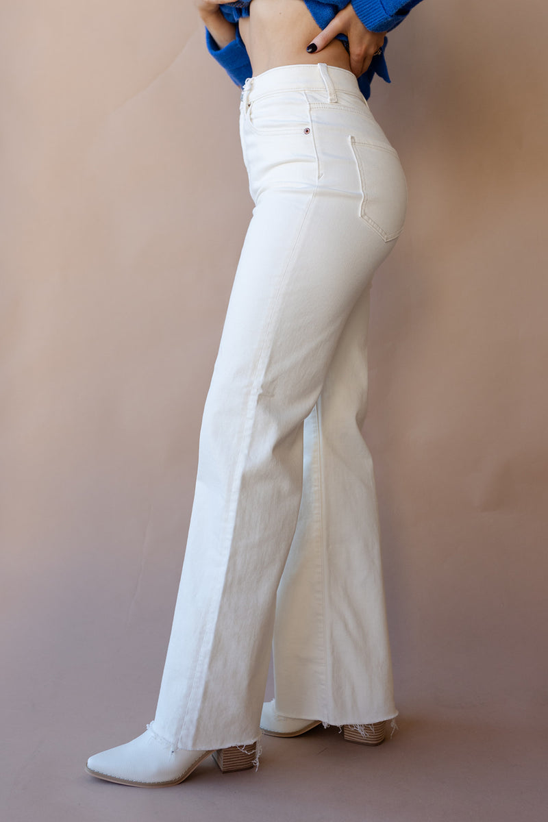 mode, far out high rise wide leg jeans