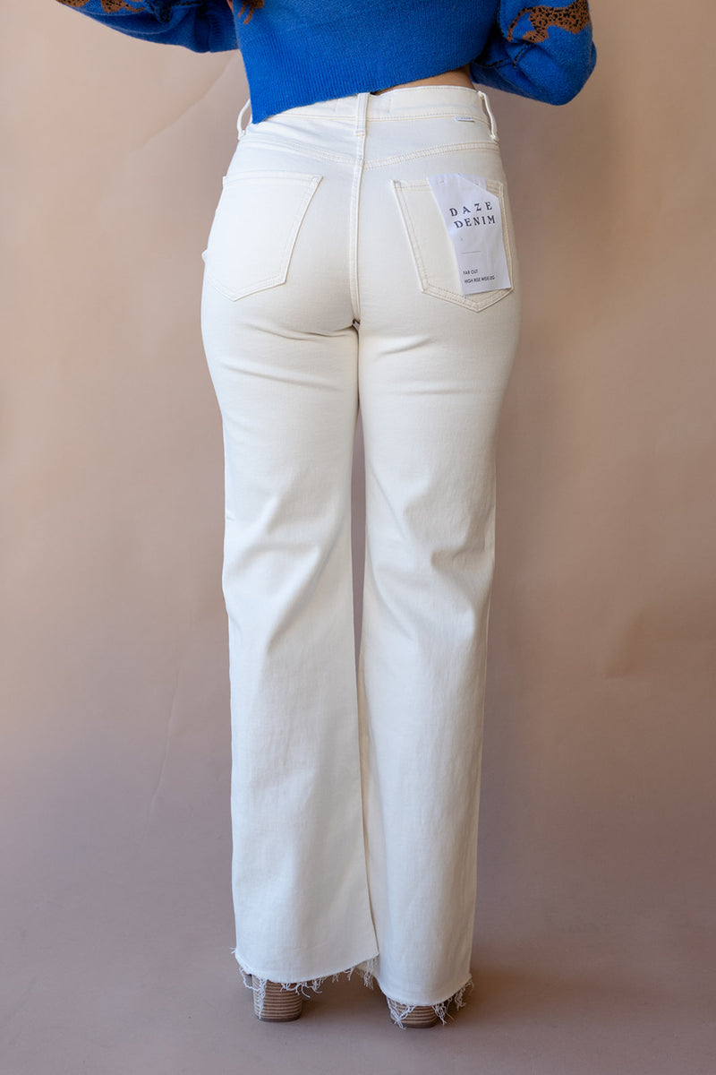 mode, far out high rise wide leg jeans