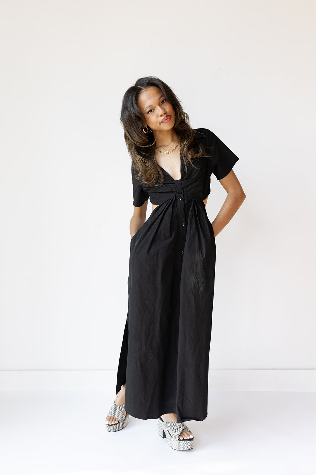 mode, aubrey cut out maxi dress