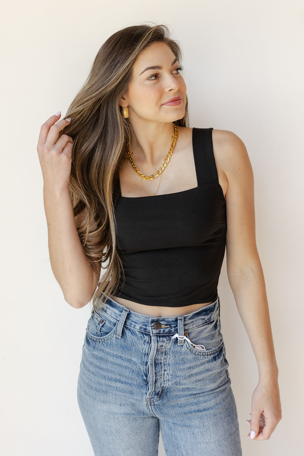 mode, Ellie ribbed square neck tank