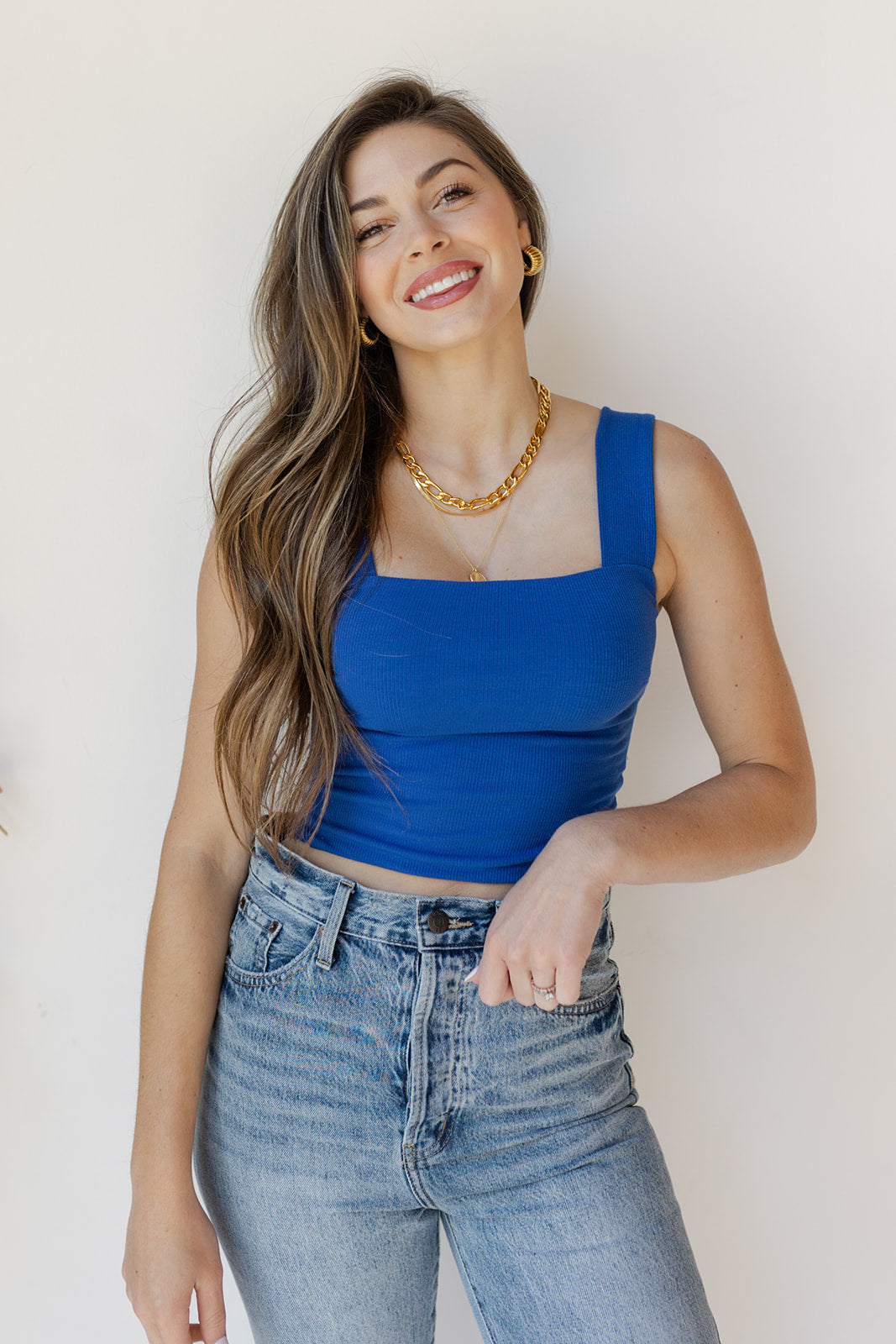 mode, Ellie ribbed square neck tank