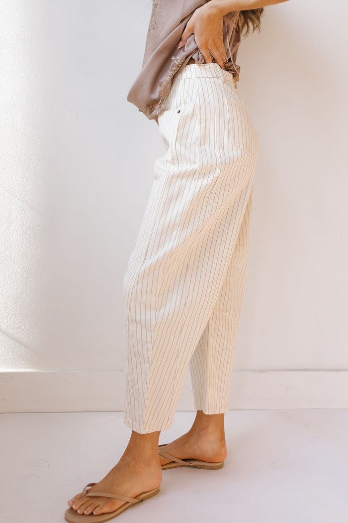 paula pinstriped barrel pants