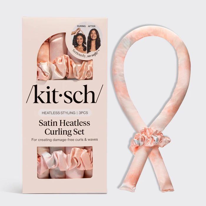 satin heatless curling set- sunset tie dye