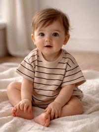 Tan Black Stripe Ribbed T-Shirt Bubble