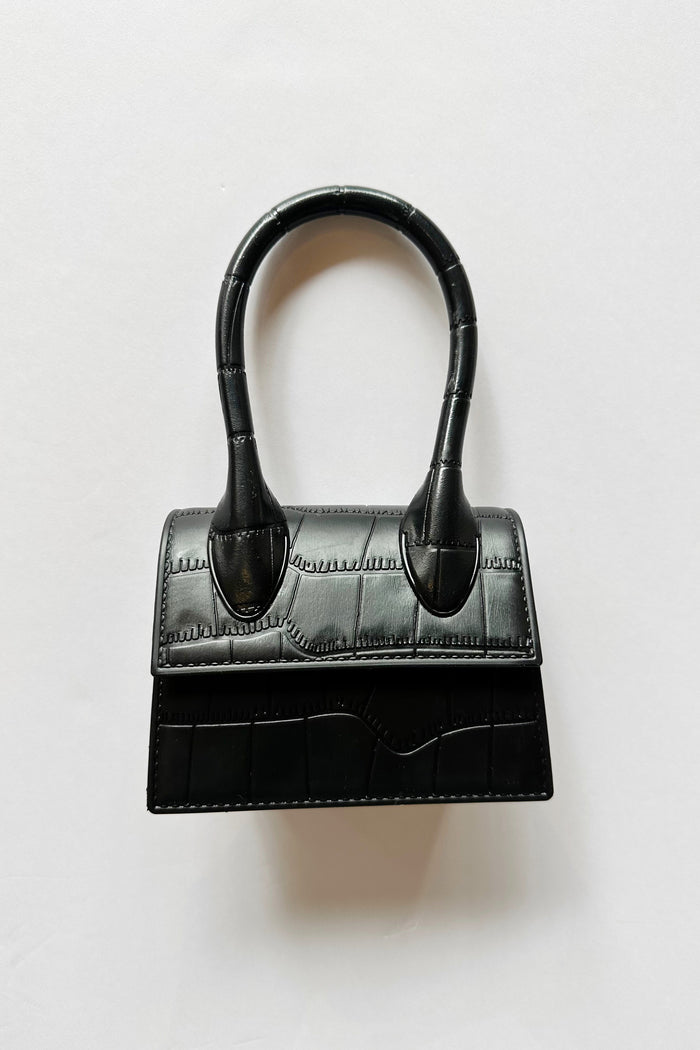 mode, small crocodile bag, black