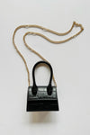 small crocodile bag, black