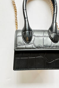 mode, small crocodile bag, black