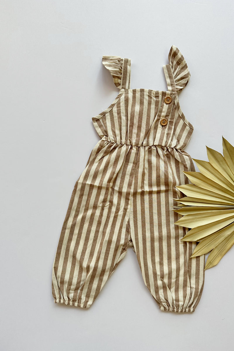 mode, striped ruffle jumpsuit