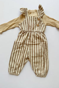 mode, striped ruffle jumpsuit