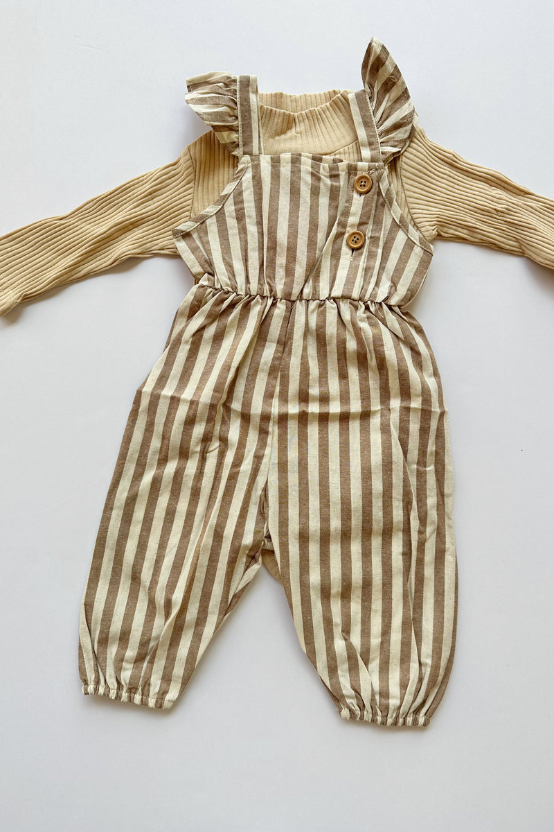 mode, striped ruffle jumpsuit