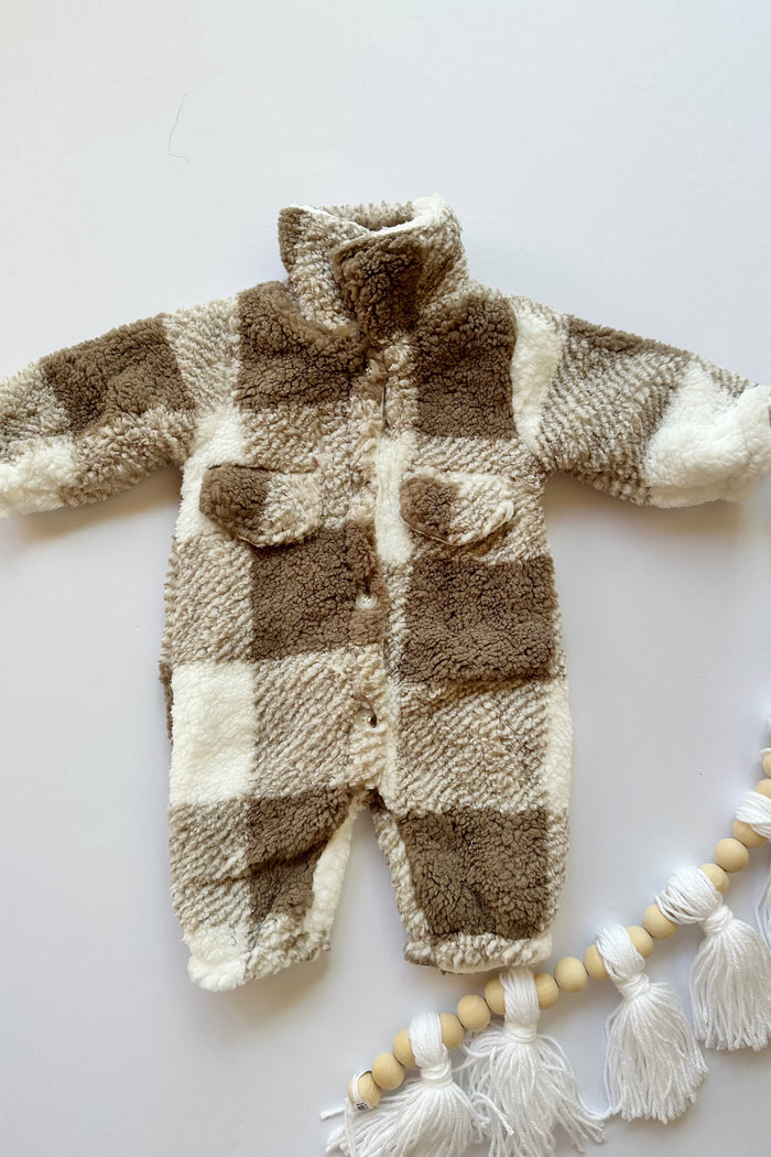 mode, plaid fleece jumpsuit